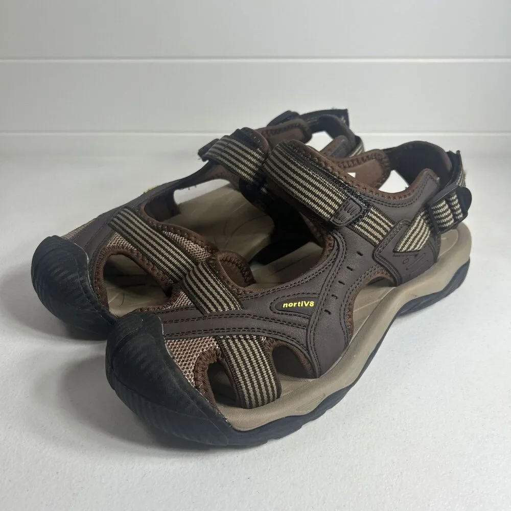 Norti Mens Sandals Size 8 V8 Brown Hiking Adventure Loop And Lock Closed Toe